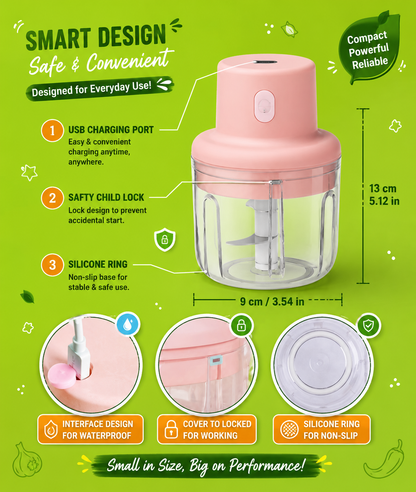 Mini Food Chopper with Rechargeable USB